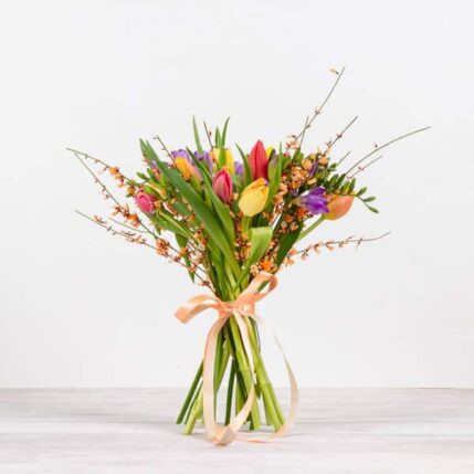 Buchet "Happy”-buchet happy lalele frezii ginster